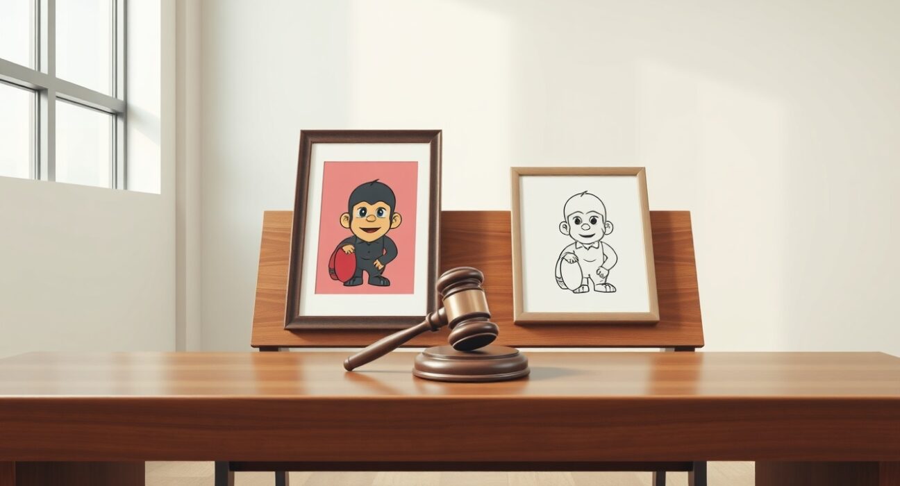 Symbolic image representing the Yuga Labs and RR/BAYC lawsuit settlement over Bored Ape NFT imitation.