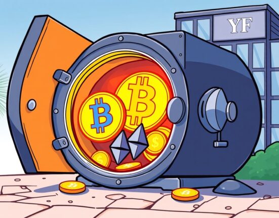 A financial firm strategically expanding its digital asset holdings, showcasing Yunfeng Financial Crypto reserves growth with Bitcoin and Solana.