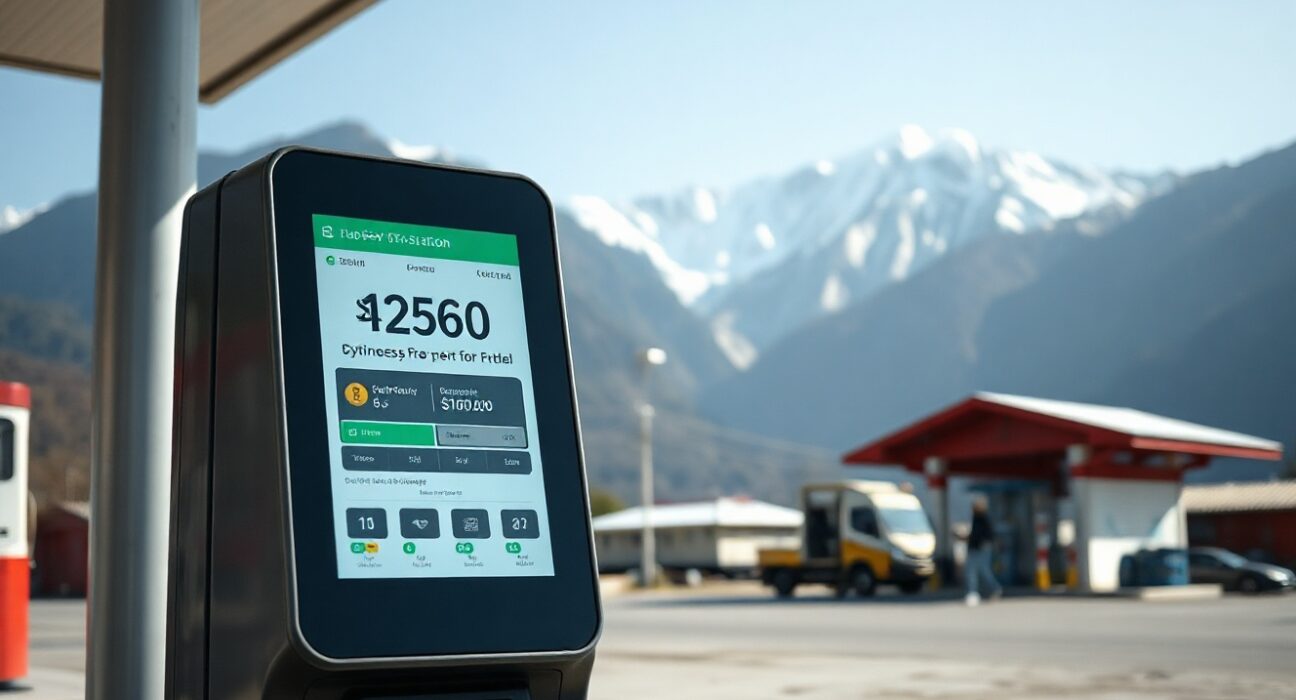 Digital payment terminal at a Bhutanese fuel station accepting cryptocurrency
