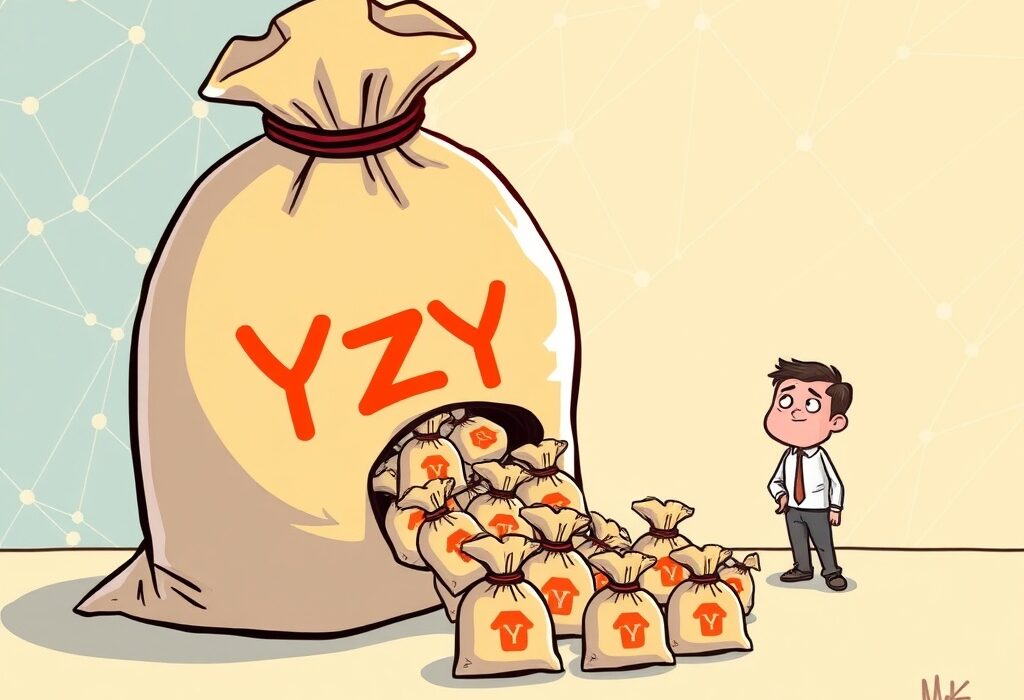 A cartoon image illustrating the significant insider holdings of the YZY token, highlighting concerns about its distribution.