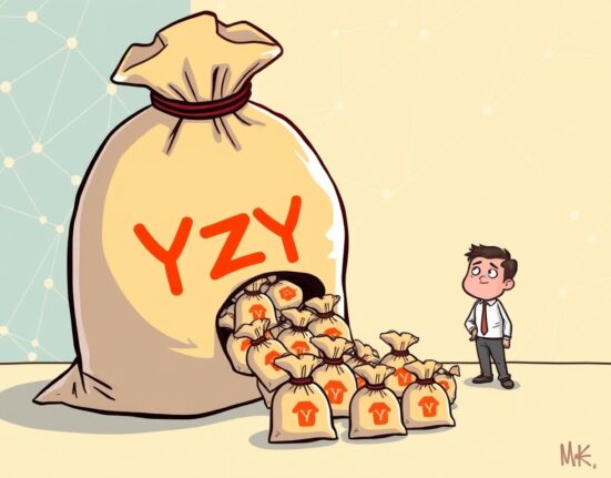 A cartoon image illustrating the significant insider holdings of the YZY token, highlighting concerns about its distribution.
