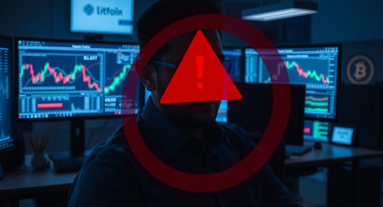 On-chain analyst ZachXBT monitors blockchain data in a dimly lit newsroom, investigating market maker manipulation on centralized exchanges.