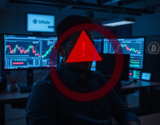 On-chain analyst ZachXBT monitors blockchain data in a dimly lit newsroom, investigating market maker manipulation on centralized exchanges.
