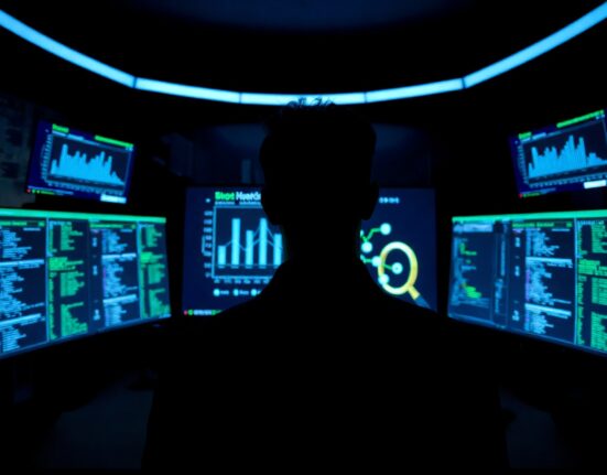 On-chain analyst monitoring blockchain transactions in a security operations center