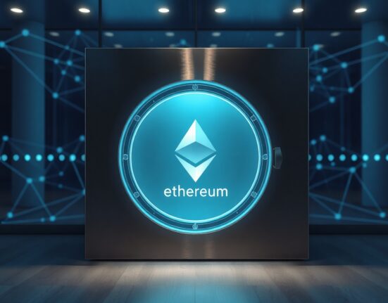 Digital vault with Ethereum symbol representing privacy-preserving DeFi yield product