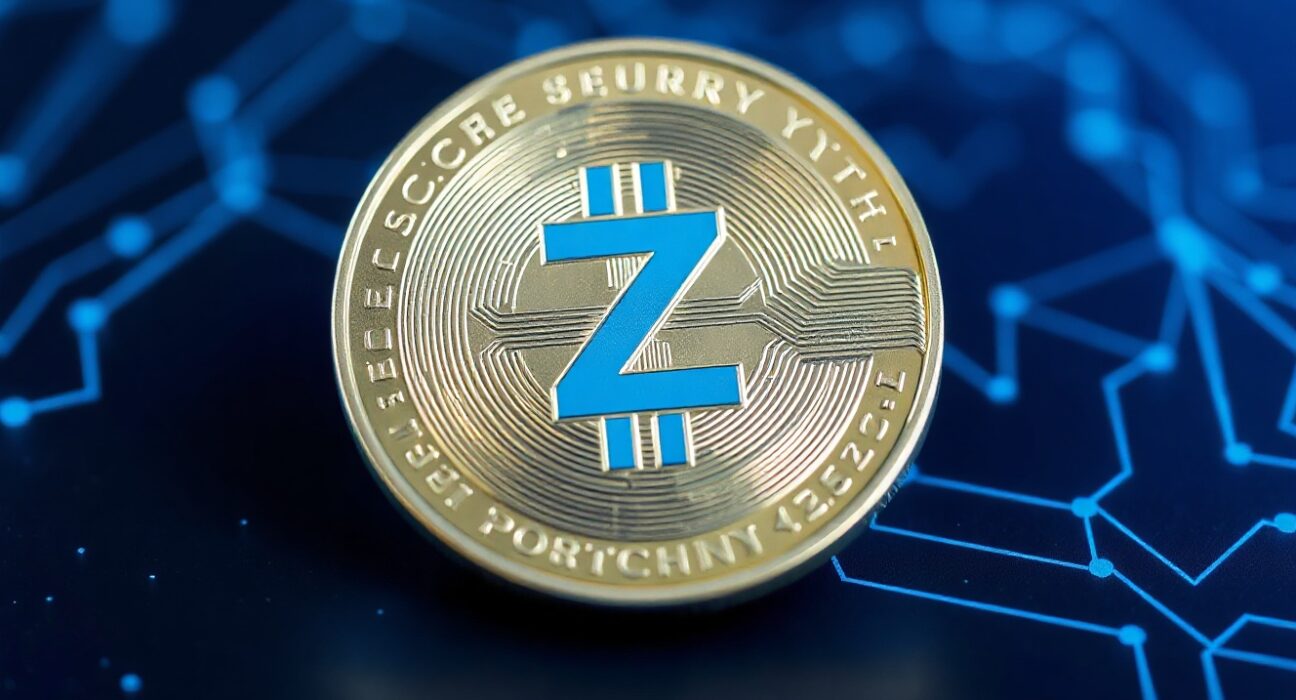 Zcash coin with glowing circuit pattern on dark tech background representing security patch
