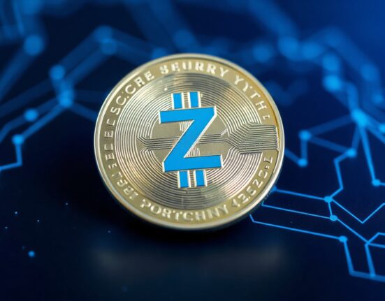 Zcash coin with glowing circuit pattern on dark tech background representing security patch