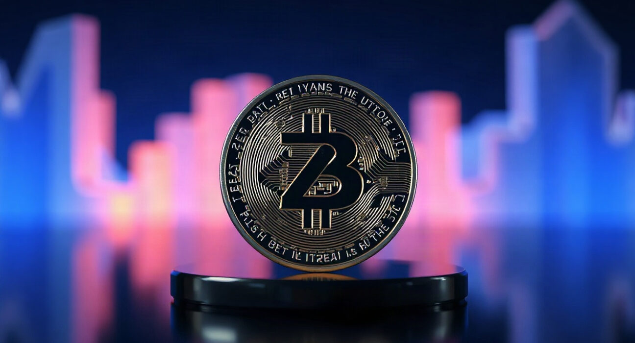 Zcash coin on reflective surface with digital background, symbolizing its market cap rise.