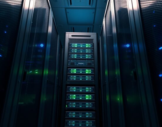 Data center server rack representing Zcash blockchain network security upgrade