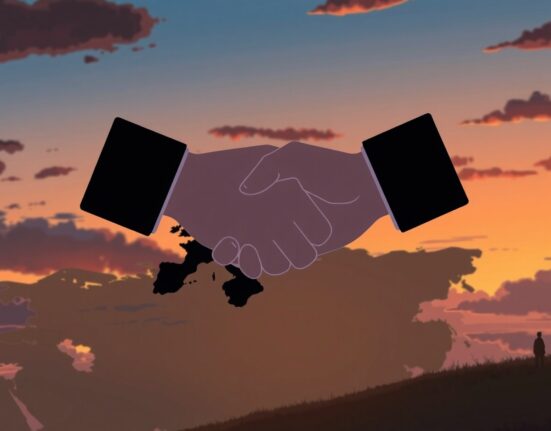 Symbolic representation of a potential peace agreement to end the Russia-Ukraine war.