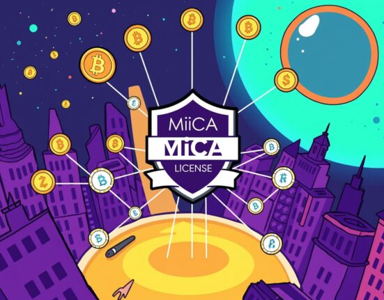 Cartoon illustration showing Zero Hash MiCA license unlocking stablecoin services across the European Economic Area.