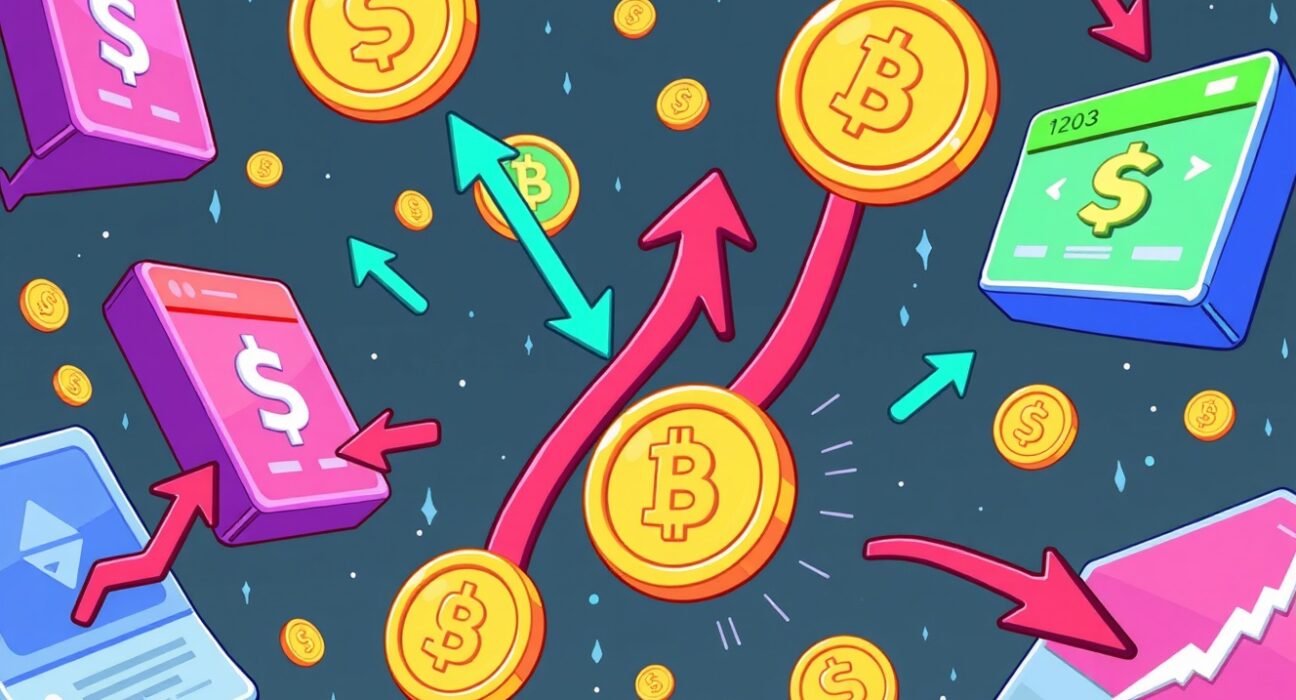ZeroBase crypto arbitrage system showing digital coins moving between multiple cryptocurrency exchanges
