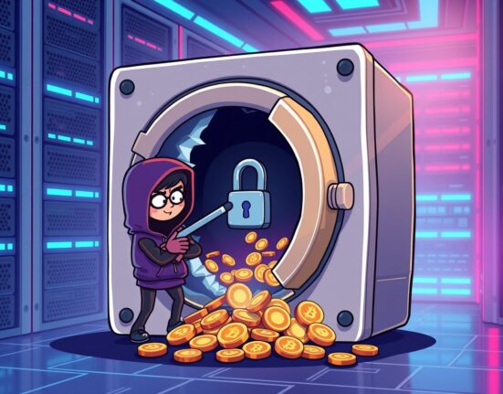 Cartoon illustration of the Zerobase frontend hack showing digital vault breach and token theft