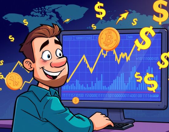 A trader looking at charts on a screen, representing the listing of ZKC perpetual futures on Binance and the potential for new trading opportunities.