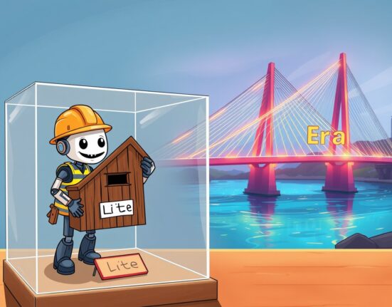 A cartoon illustrating the planned zkSync Lite shutdown as a positive upgrade to a newer network.