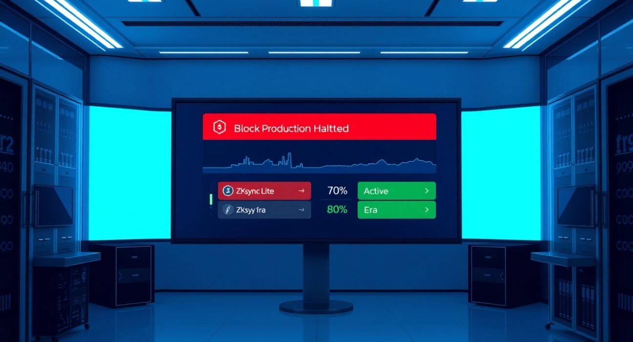 ZKsync Lite shutdown dashboard showing halted block production and active ZKsync Era status