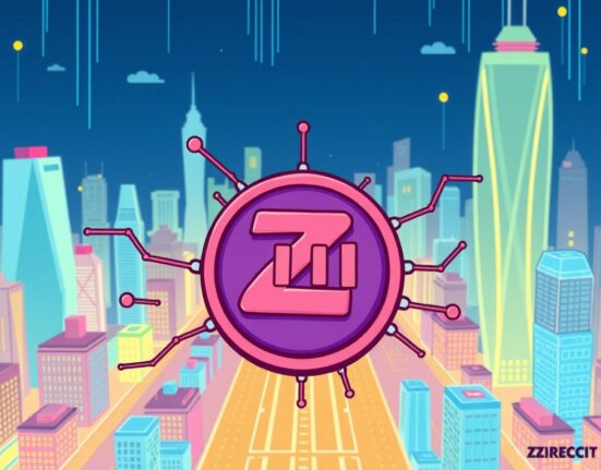 A cartoon illustration showing a temporary halt symbol over ZRC deposits and withdrawals on a crypto exchange screen, representing Bithumb's suspension.